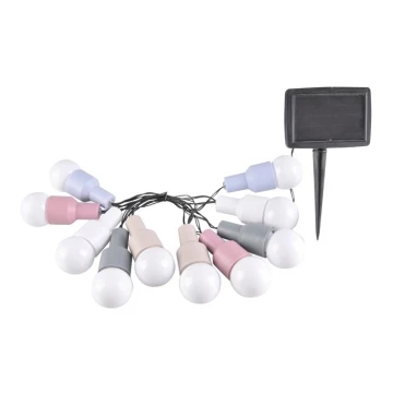 LED Napelemes dekoratív lánc PASTEL 10xLED/1,2V 3,8 m IP44