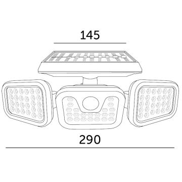 LED Napelemes érzékelős fali lámpa LED/1,5W/3,7V 6000K IP44