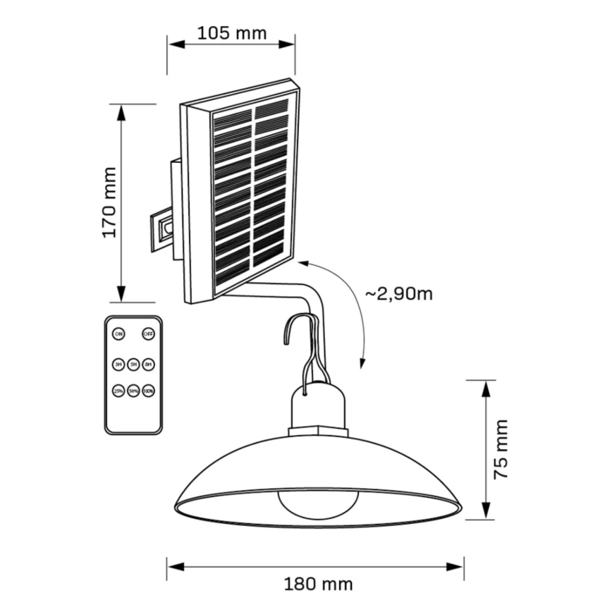 LED Napelemes lámpa CELINA LED/1,8W/3,7V IP44 + távirányítás