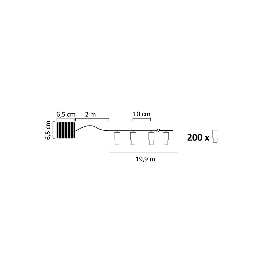 LED Napelemes lánc SHINE 200xLED/1,2V 21,9 m IP44