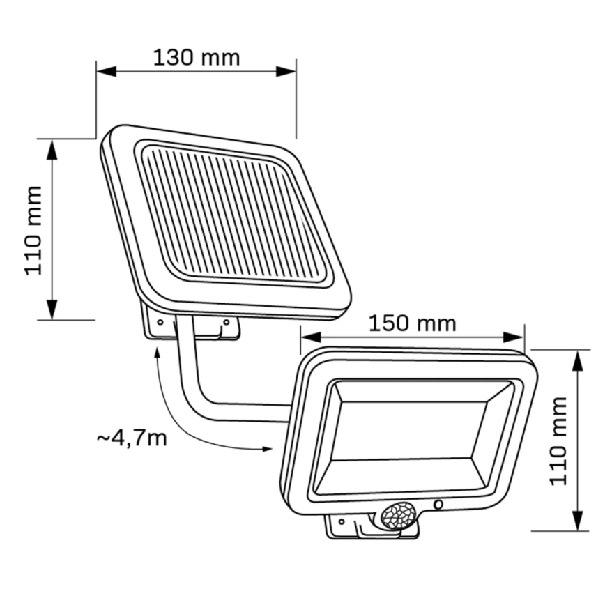 LED Napelemes reflektor érzékelővel DUO LED/1W/3,7V IP44