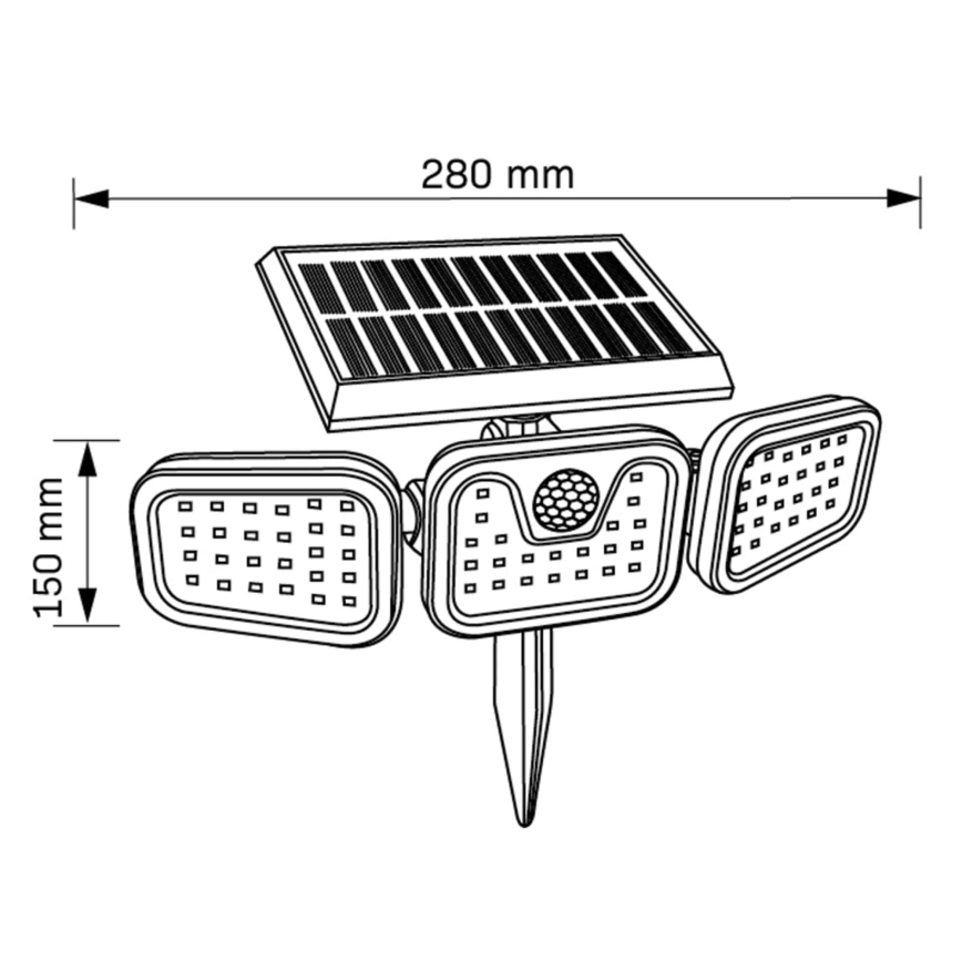 LED Napelemes reflektor érzékelővel TRIO LED/0,6W/3,7V IP44