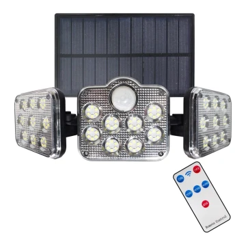 LED Napelemes reflektor mozgás- és szürkületérzékelővel LED/20W/3,7V 1200 mAh IP44 + RC