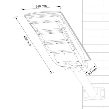 LED napelemes utcai lámpa érzékelővel STREET LED/10W/3,2V IP65 + távirányítás