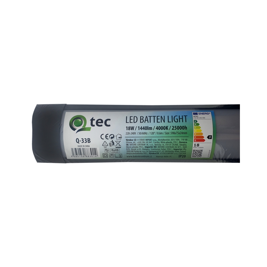 LED Pultmegvilágító QTEC LED/18W/230V 60 cm fekete