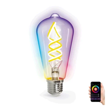 LED RGB+CCT Izzó FILAMENT ST64 E27/4,9W/230V 2700-6500K Wi-Fi - Aigostar
