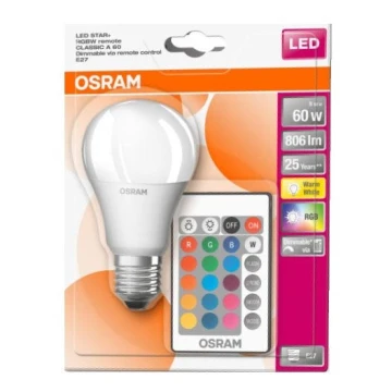 LED RGB Dimmelhető izzó STAR+ A60 E27/9W/230V 2700K - Osram