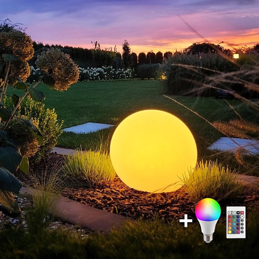 LED RGB Dimmelhető kültéri lámpa GLOBO 1xE27/8,5W/230V átm. 30 cm IP44 + távirányítás