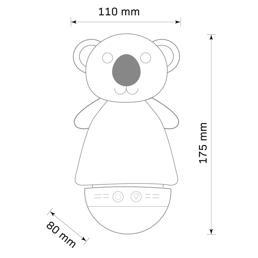 LED RGB Gyerek éjjeli kislámpa melódiával 3xAAA/5V koala