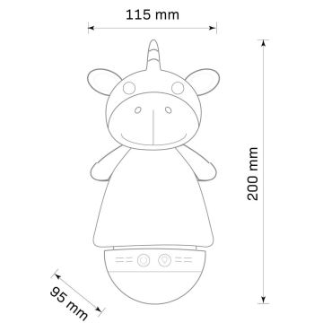 LED RGB Gyerek éjjeli kislámpa melódiával 3xAAA/5V unikornis