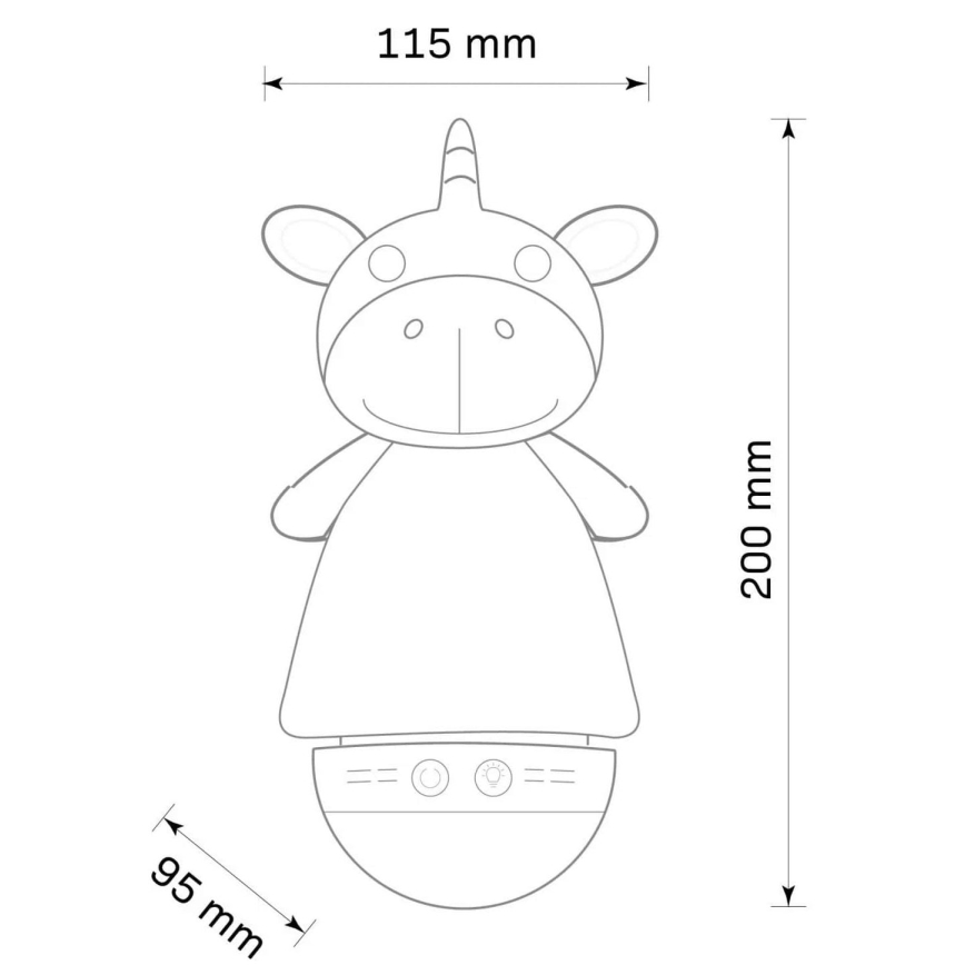 LED RGB Gyerek éjjeli kislámpa melódiával 3xAAA/5V unikornis