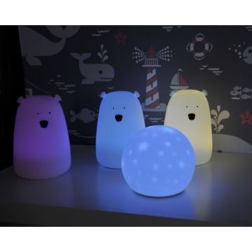 LED RGB Gyermek érintős kicsi lámpa BEAR LED/0,8W/5V kék