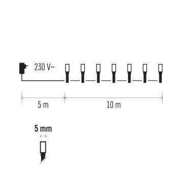 LED RGB Karácsonyi fénylánc 10 m 96xLED/3,6W/230V IP44