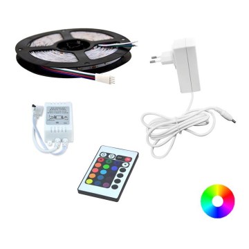 LED RGB Szalag 5m + távirányító + adapter 24W/12V