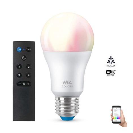 LED RGBW Dimmelhető izzó E27/8,5W/230V 2200-6500K CRI 90 Wi-Fi + távirányítás - Reality