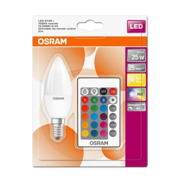 LED RGBW Dimmelhető izzó STAR E14/4,5W/230V 2700K + távirányító – Osram