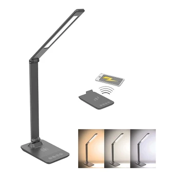 LED Szabályozható asztali lámpa vezeték nélkül tölthető LED/10W/100-240V szürke