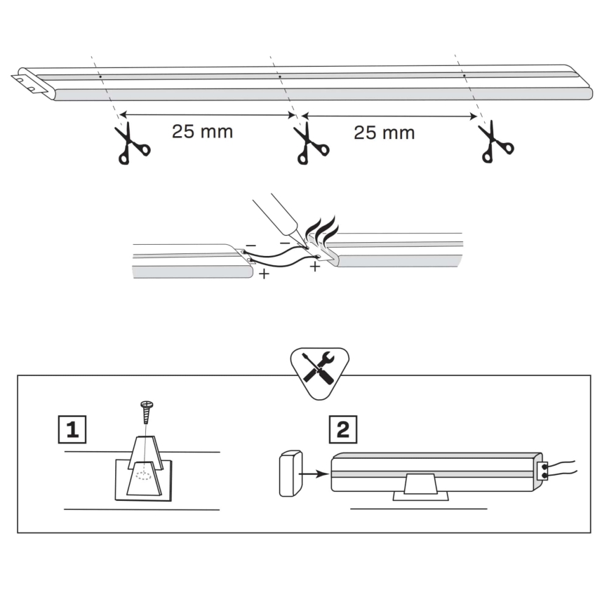 LED szalag NEON 2 m LED / 17W / 12V 4000K IP65