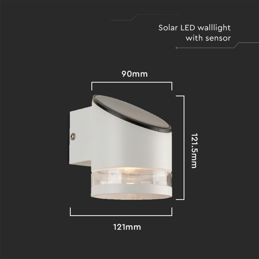 LED Szolár érzékelős fali lámpa LED/1W/3,7V IP54 3000K fehér