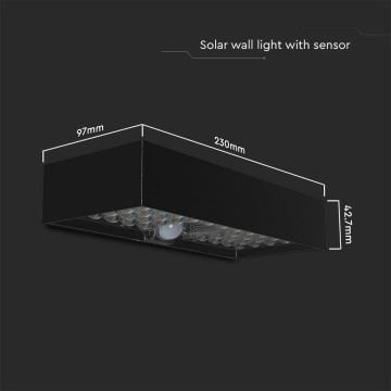 LED Szolár érzékelős fali lámpa LED/6W/3,7V IP65 4000K fekete