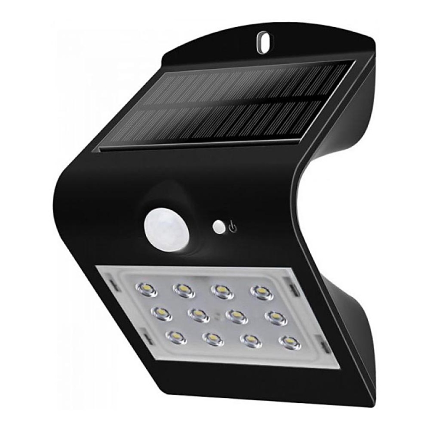 LED Szolár fali lámpa érzékelővel LED/1.5W/3,7V IP65 fekete