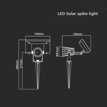 LED Szolár lámpa SPIKE LED/2W/5,5V IP65 3000K