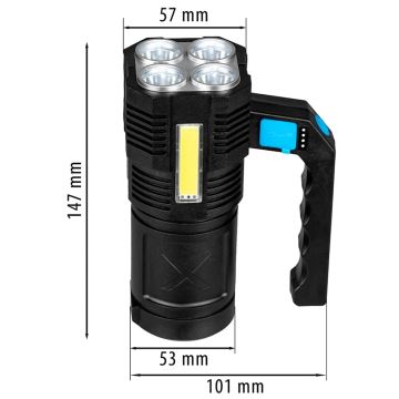 LED Dimmelhető rechargeable flashlight LED/5V IPX4 250 lm 4 h 1200 mAh