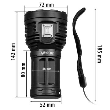 LED Dimmelhető rechargeable flashlight LED/5V IPX4 600 lm 4 h 1200 mAh