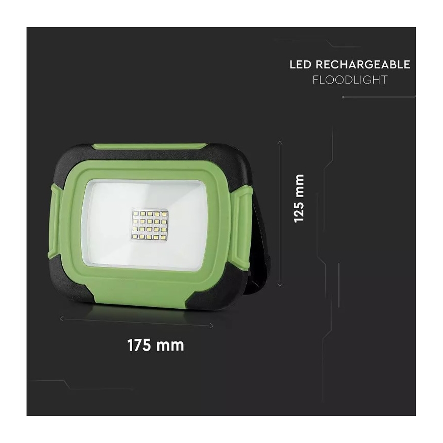 LED Újratölthető reflektor SAMSUNG CHIP LED/10W/3,7V IP44 4000K zöld
