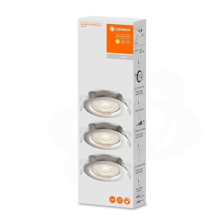 Ledvance - KÉSZLET 3x LED Dimmelhető beépíthető lámpa SIMPLE LED/4,9W/230V