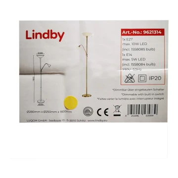 Lindby - Állólámpa JOST 1xE27/10W/230V + 1xE14/5W