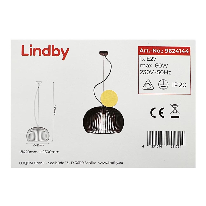 Lindby - Csillár zsinóron JURSA 1xE27/60W/230V