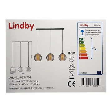 Lindby - Csillár zsinóron YELA 3xE27/60W/230V