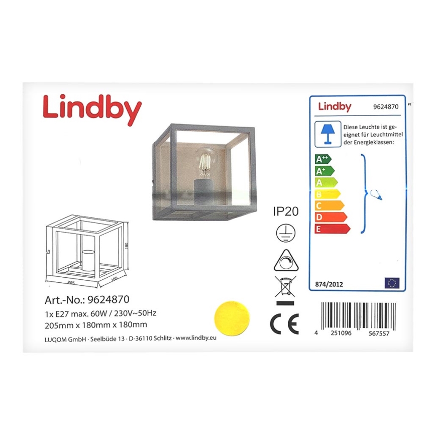 Lindby - Fali lámpa MERON 1xE27/60W/230V