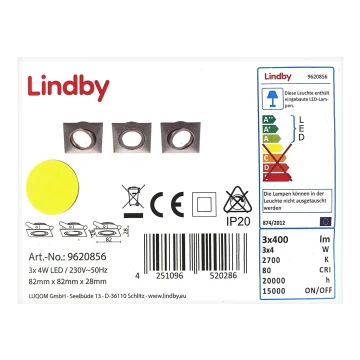 Lindby - KÉSZLET 3x LED Beépíthető lámpa ANDREJ LED/4W/230V