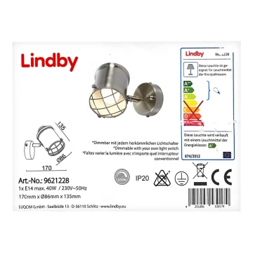 Lindby - LED Dimmelhető fali lámpa EBBI 1xE14/5W/230V