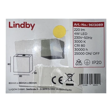 Lindby - LED Fali lámpa QUASO LED/4W/230V