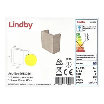 Lindby - LED Fali lámpa YVA 2xLED/2,4W/230V