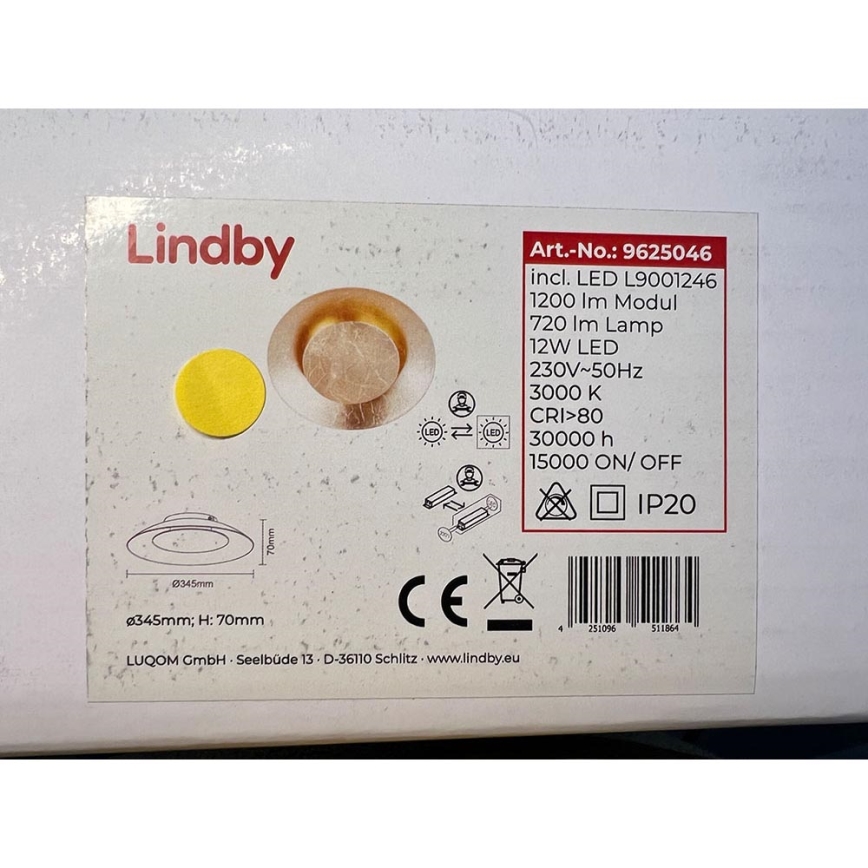 Lindby - LED Mennyezeti lámpa KETI LED/12W/230V