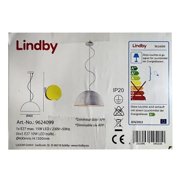 Lindby - LED RGB Dimmelhető csillár zsinóron CAROLLE LED/10W/230V Wi-Fi Tuya