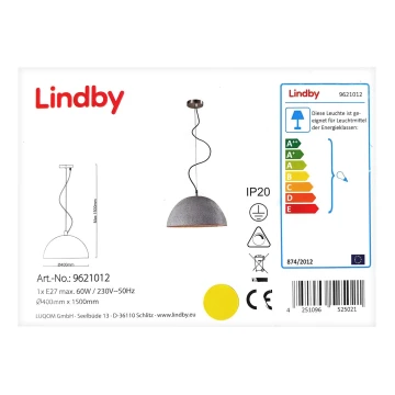 Lindby - LED RGBW Dimmelhető csillár zsinóron CAROLLE 1xE27/10W/230V Wi-Fi Tuya