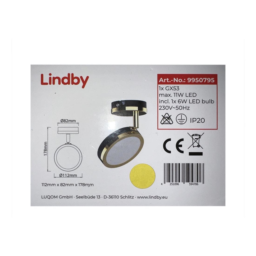 Lindby - LED Spotlámpa 1xG53/6W/230V