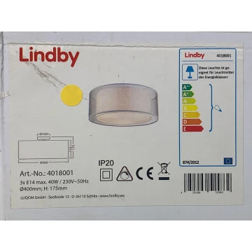 Lindby - Mennyezeti lámpa NICA 3xE14/40W/230V