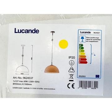 Lucande - Csillár zsinóron LOURENCO 1xE27/60W/230V