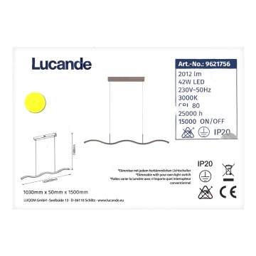 Lucande - LED Dimmelhető csillár zsinóron BRAMA LED/42W/230V