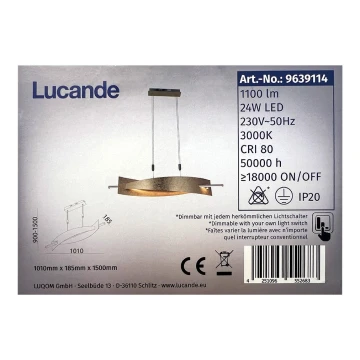 Lucande - LED dimmelhető csillár zsinóron MARIJA LED/24W/230V