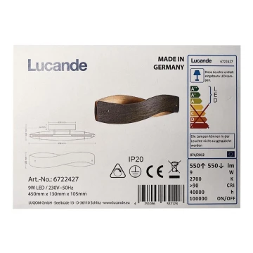 Lucande - LED Fali lámpa LIAN LED/9W/230V