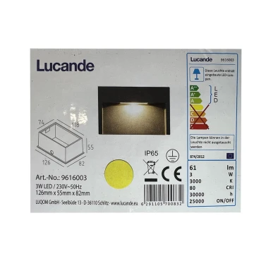 Lucande - LED Kültéri beépített lámpa MITJA LED/3W/230V IP65