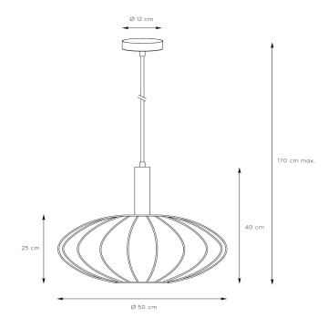 Lucide 03447/52/30 - Csillár zsinóron CORINA 1xE27/40W/230V átm. 50 cm fekete