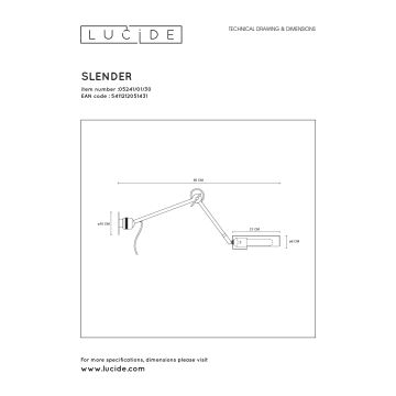 Lucide 05241/01/30 - Fali lámpa SLENDER 1xE27/25W/230V
